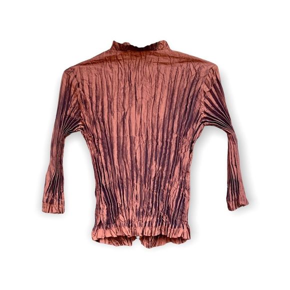 Agora Crinkled Silky Brown Top Crystal Buttons Size PL NWOT - Picture 7 of 8